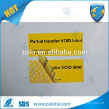 Anti-counterfeit tamper evident tape, warranty void label sticker if tampered or packaging
